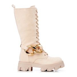 Stivali stringati in camoscio da donna Shelovet beige