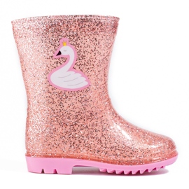 Stivali da pioggia Shelovet da ragazza High Glitter, rosa chiaro
