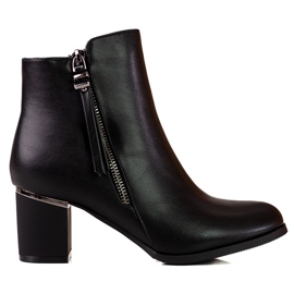 Stivali neri da donna con tacco basso Shelovet con cerniera decorativa nero