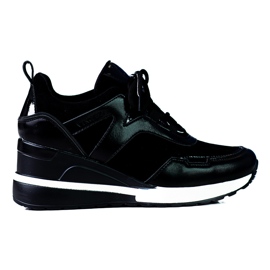 Sneakers stringate da donna sulla zeppa Vinceza nero