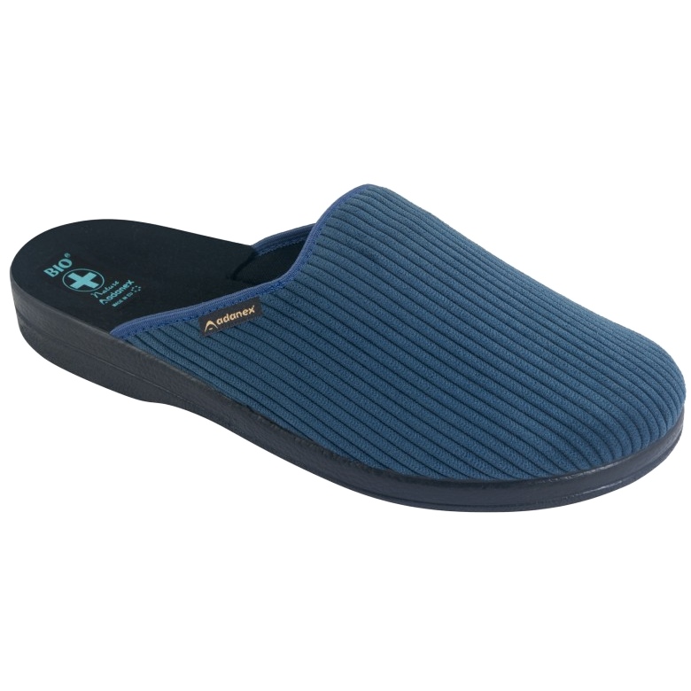 Pantofole da uomo Pantofole Adanex 27829 Per Pedes Velluto a coste blu