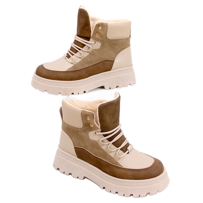 Stivali stringati Magnu Khaki beige marrone cachi