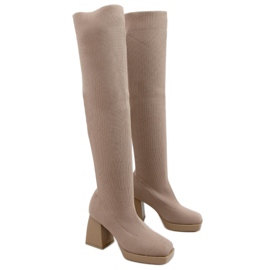 Stivali con tacco alto di Hilary Khaki beige