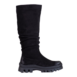 Stivali da donna Vinceza in suede su una spessa piattaforma nera nero