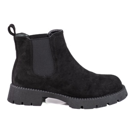 Stivaletti Chelsea da donna in camoscio con tacco piatto Shelovet nero