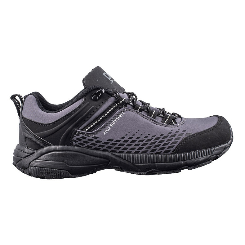 Scarpe da trekking da uomo su una spessa suola grigia DK nero
