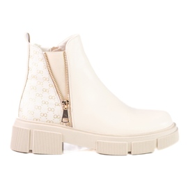 Stivaletti Chelsea beige da donna sulla piattaforma Shelovet