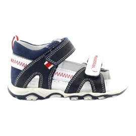 Sandali in pelle per velcro 81824 bartek blu/rosso