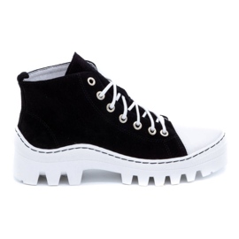 Polbut Stivaletti da donna in pelle D1 nero perla bianco