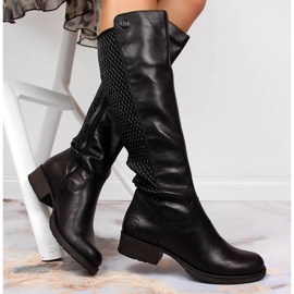Stivali neri da donna in pelle Rieker Z9591-00 nero