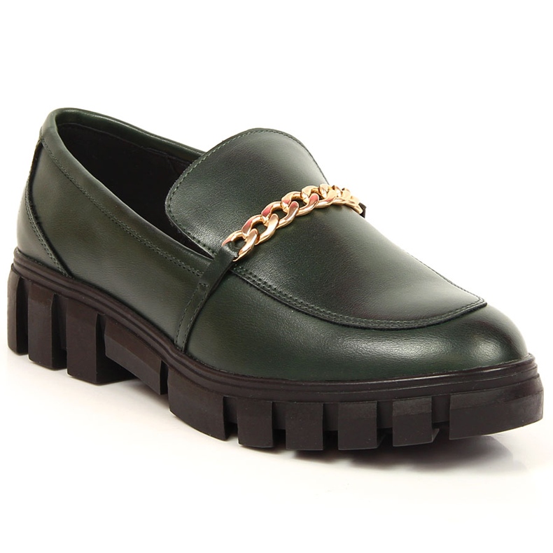 Mocassini platform da donna con catena Sergio Leone verde