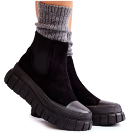 FB2 Stivali alla moda slip-on sulla piattaforma nera di Jenna nero