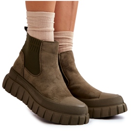 FB2 Stivali alla moda slip-on sulla piattaforma verde Jenna marrone