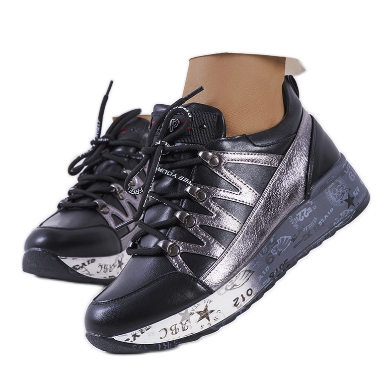 BM Sneakers Ballard nere e metallizzate nero d'argento