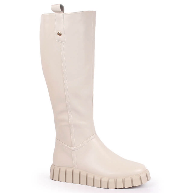 Stivali beige piatti isolati da donna Potocki