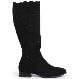 M. DASZYŃSKI Stivali da donna in suede traforato Daszyński nero