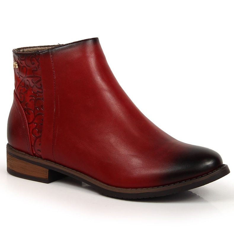 M. DASZYŃSKI Caldi stivali Jodhpur da donna rossi Daszyński SAN4B rosso