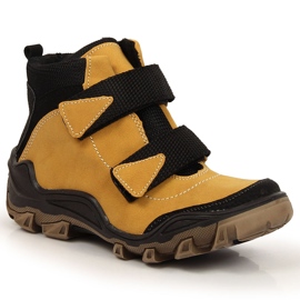 Scarpe da bambino riscaldate con chiusura strappo cammello Kornecki 6394 marrone
