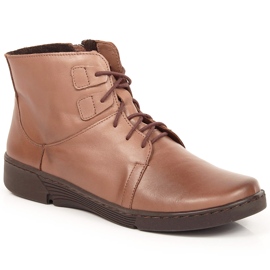 Comodi stivali in pelle marrone da donna isolati marrone Łukbut LUK1816B