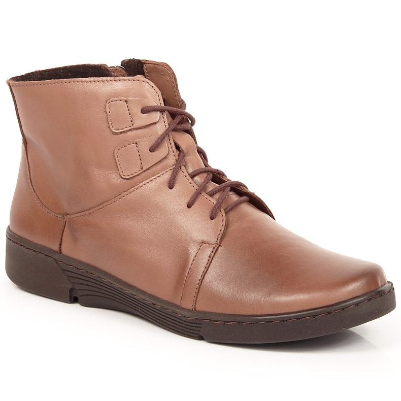 Comodi stivali in pelle marrone da donna isolati marrone Łukbut LUK1816B