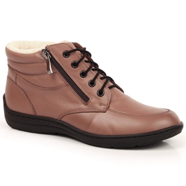 Comodi stivali in pelle marrone da donna Łukbut LUK724B