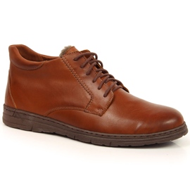 Scarpe comode da uomo in pelle, marrone Łukbut 1816