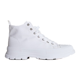 Sneakers alte da donna bianche stringate sulla piattaforma Shelovet bianco