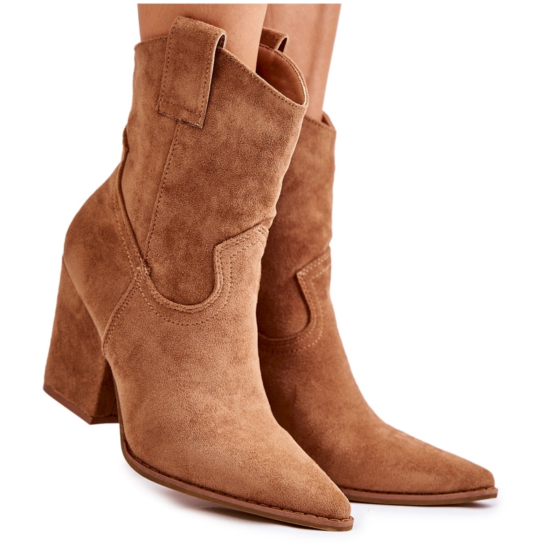 FB1 Stivali da cowboy in camoscio da donna Camel Mindy marrone