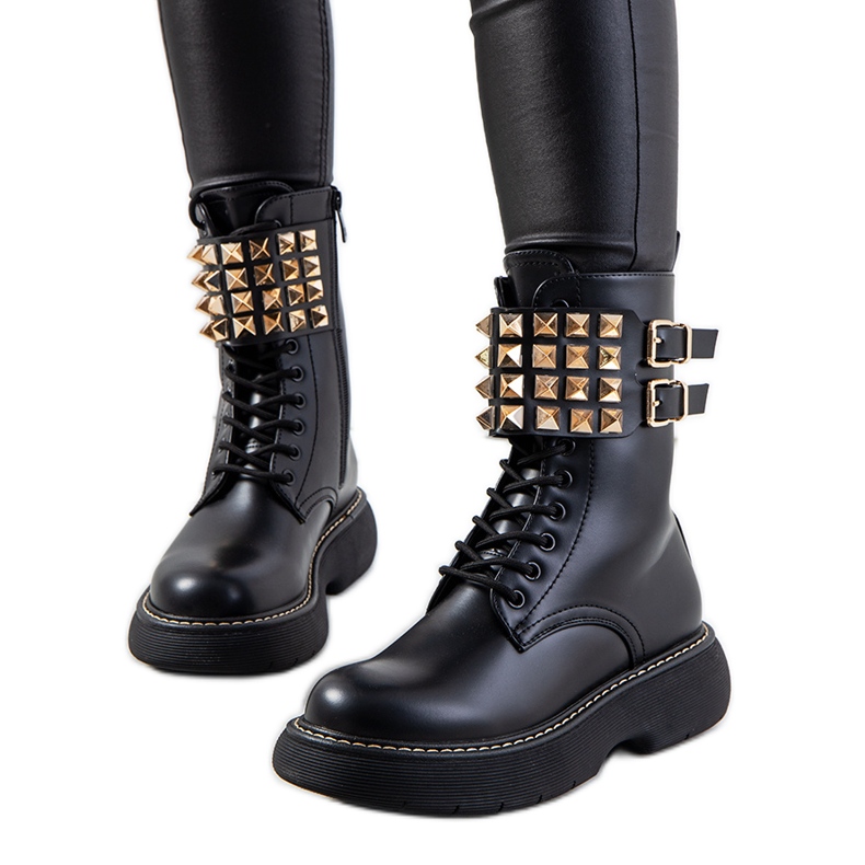 Stivali neri con borchie Lacer nero