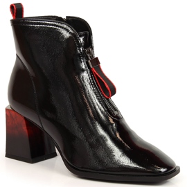 S.Barski Stivali da donna isolati laccati con tacco decorativo S. Bararski OLI183 nero