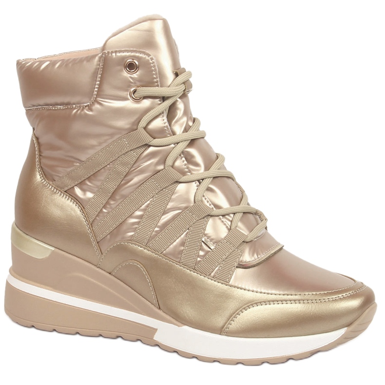 Stivali da donna, sneakers su zeppa oro Potocki d'oro