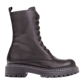 Marco Shoes Stivali stringati con parte inferiore orlata nero