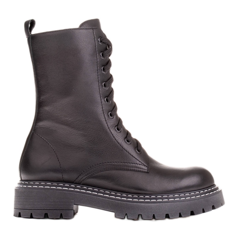 Marco Shoes Stivali stringati con parte inferiore orlata nero