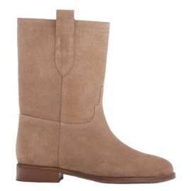Marco Shoes Stivali "a tubo" con tacco basso beige