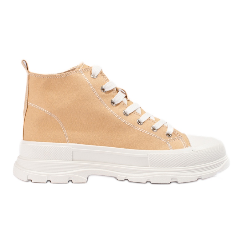 Sneakers alte da donna beige stringate sulla piattaforma Shelovet multicolore