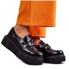 PL5 Scarpe in pelle alla moda sulla piattaforma Black Marsol nero