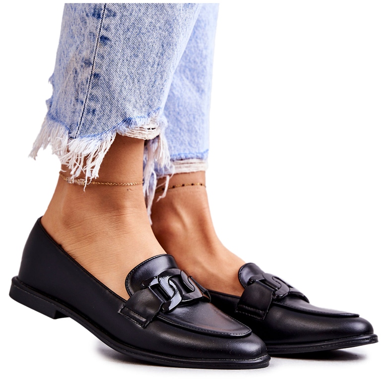 FB2 Mocassini da donna in pelle con decorazione Kerrie nera nero