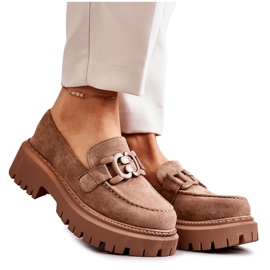 FB2 Francesina Da Donna In Pelle Scamosciata Con Decorazione Leeza Beige Scuro
