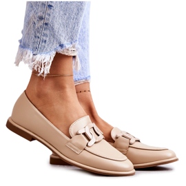 FB2 Mocassini Da Donna In Pelle Con Decorazione Kerrie Beige
