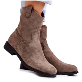S.Barski Stivali bassi da donna in camoscio grigio scuro Fiorenz beige