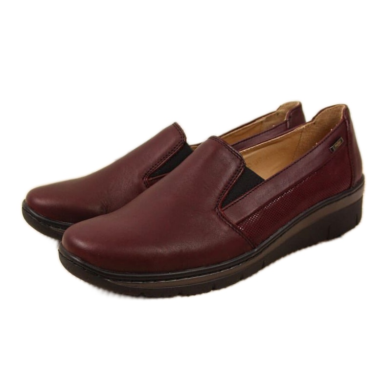 Scarpe Slip On in pelle Helios W H350L bordeaux rosso multicolore