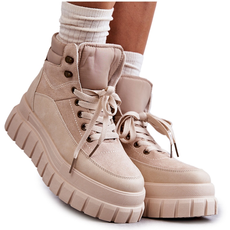 FG2 Stivali Comodi Sulla Piattaforma Beige Sanchio