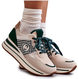 FB2 Scarpe sportive da donna alla moda su una zeppa beige-verde Aronne