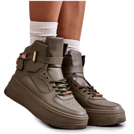 Scarpe sportive alte da donna Lexa Green cachi verde
