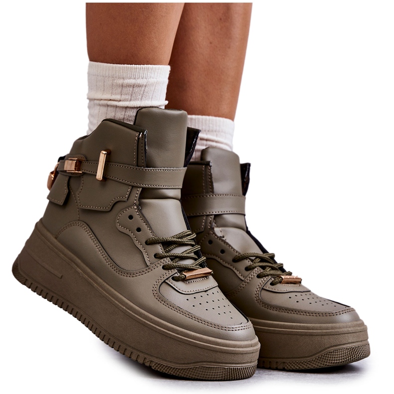 Scarpe sportive alte da donna Lexa Green cachi verde