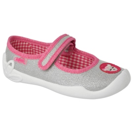 Scarpe per bambini Befado con velcro 114X501 argento/rosa