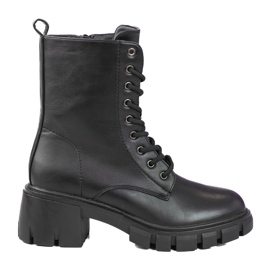 Classici stivali stringati Shelovet neri con tacco alto nero