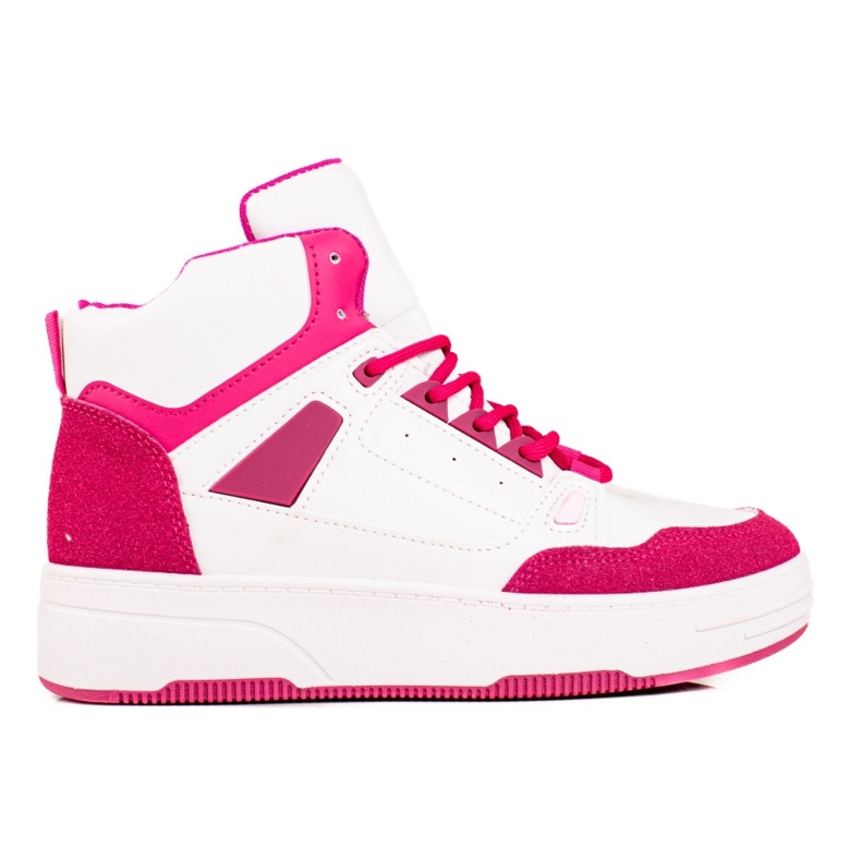 Sneakers alte da donna Shelovet bianche e rosa bianca