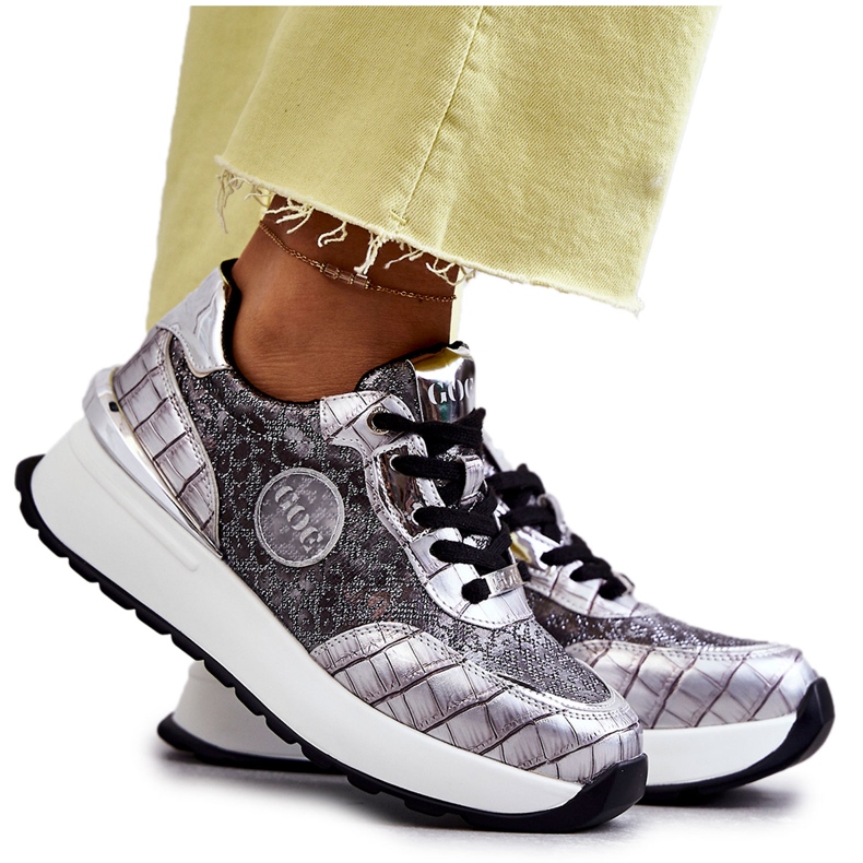 Scarpe sportive da donna con zeppa GOE KK2N4083 Argento d'argento