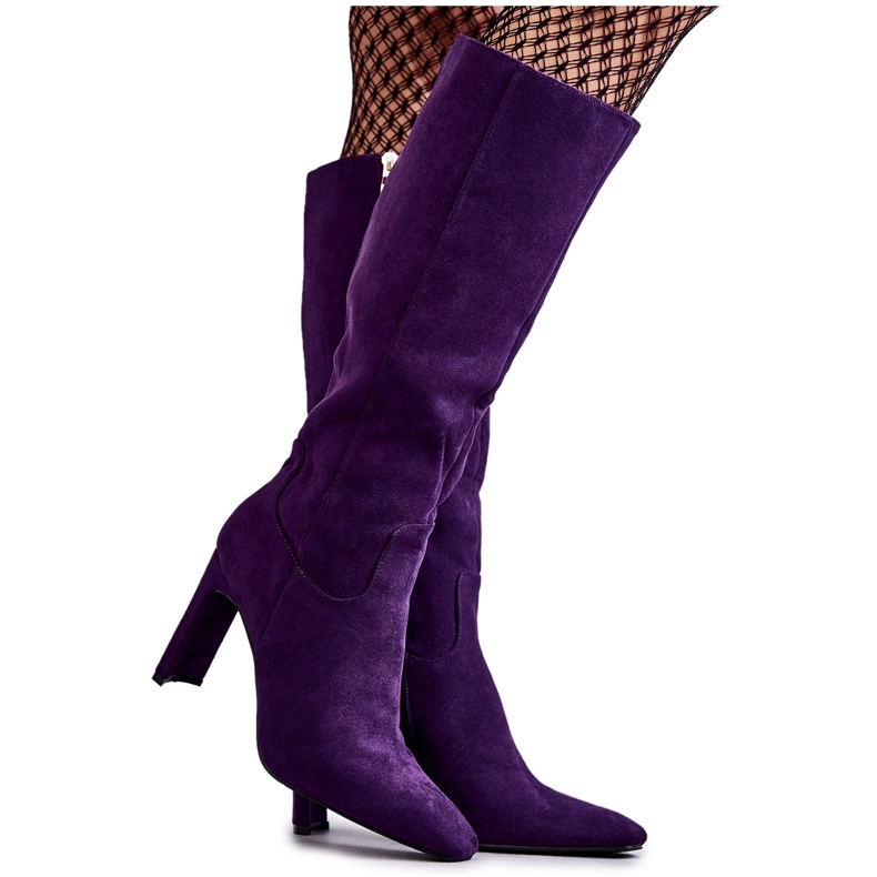 FG2 Stivali da donna con tacco al ginocchio Violet True Love viola